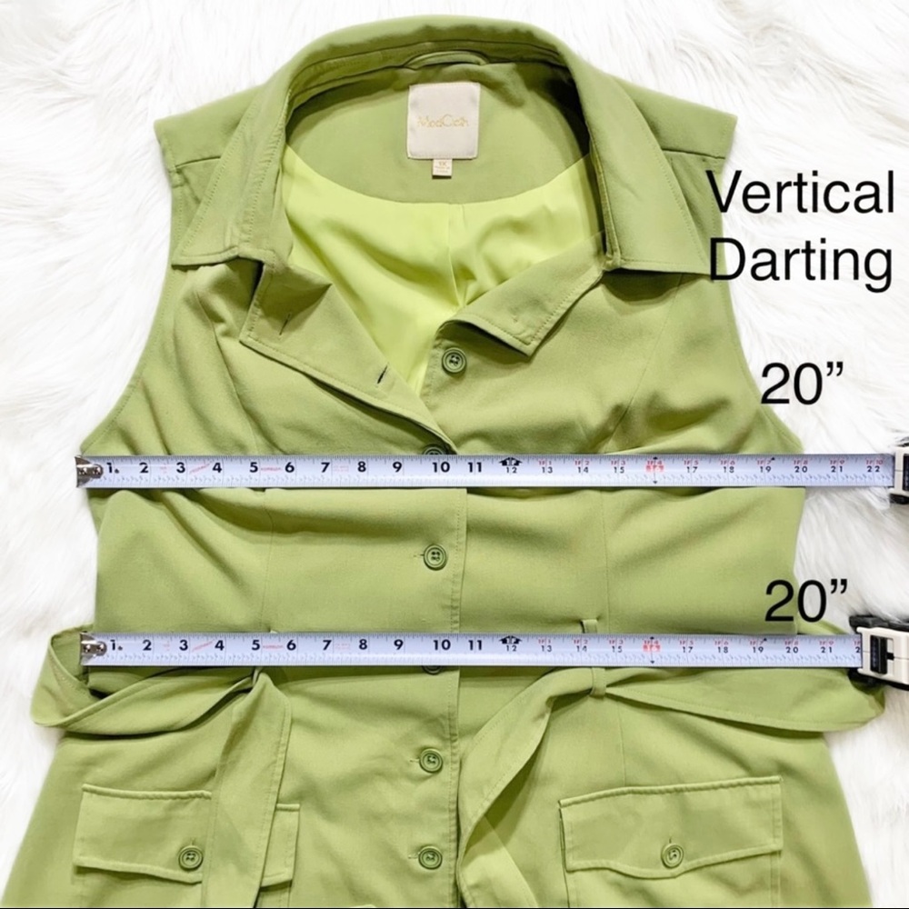 SOLD-Modcloth Buttondown Belted Olive Green Sleeveless Shirtdress - Picture 11 of 12